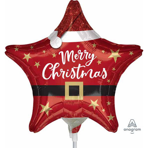 Santa Christmas Star Balloon - 9" Str A15 Mylar