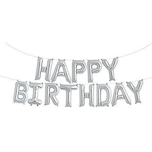 Silver Happy Birthday Balloon Banner