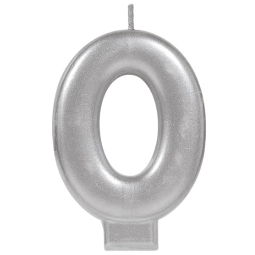 Silver Metallic #0 Birthday Candles