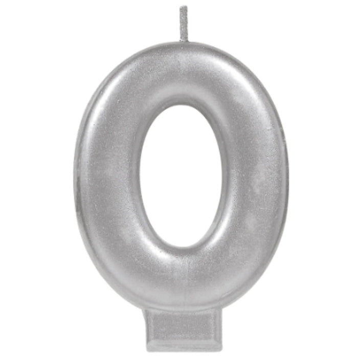 Silver Metallic #0 Birthday Candles