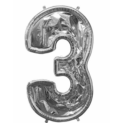 Silver Number 3 Balloonformz Q25 - 54"