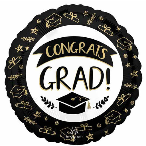 Sketch Congrats Grad Balloon - 18" Round Helium Balloon In S40 Package.