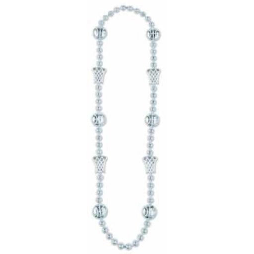 "Sleek Silver Basketball Beads - 36" Strand"