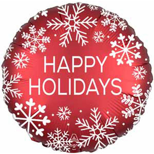 18" Satin Happy Holidays Snowflake Foil Balloon - Festive Party Decoration (5/Pk)