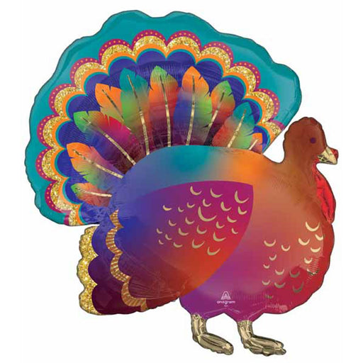 32" SuperShape Glitter Turkey Foil Balloon (3/Pk)