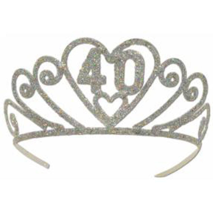 Radiant Milestone Glittered Metal '40' Tiara (1/Pk)
