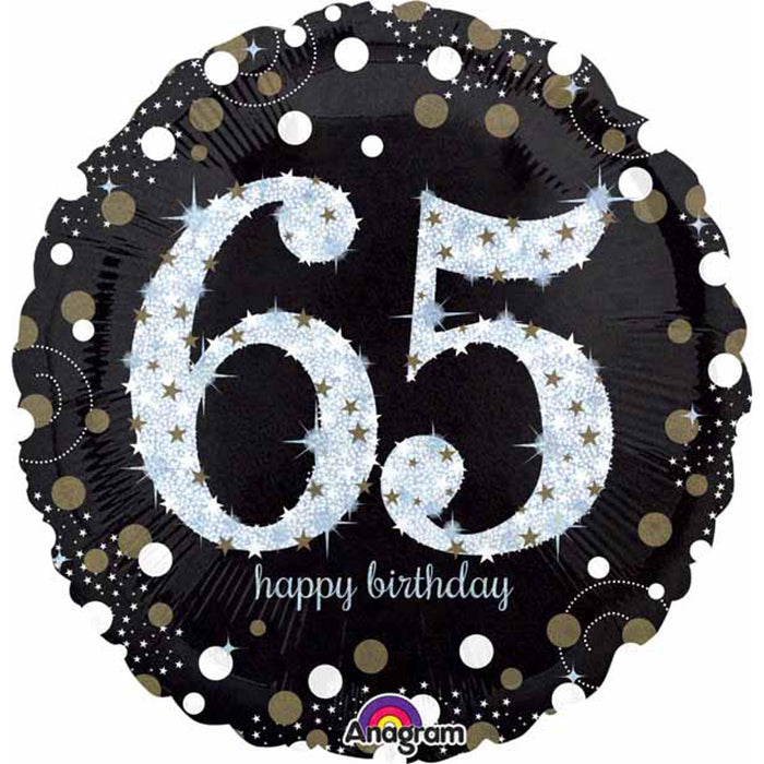 Sparkling Bday 65 18" Holo S55 Flat Balloon