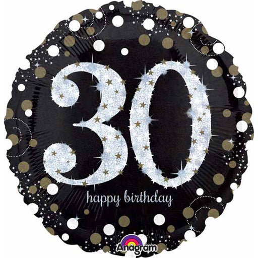 Sparkling Bday 30 Jumbo Holo P40 Balloon