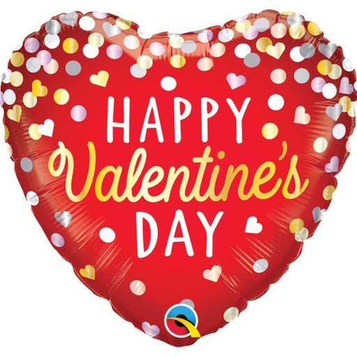 "Vibrant Red Heart Confetti Balloon - 18""