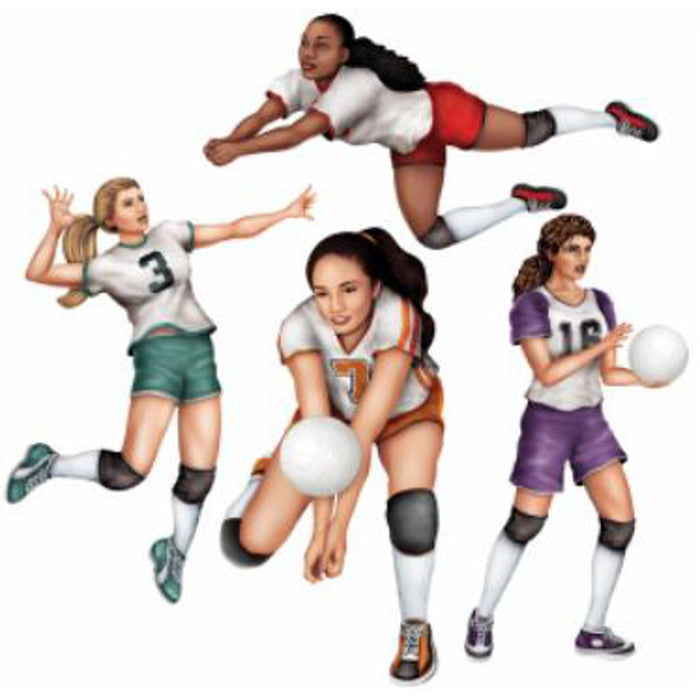 Volleyball Players Cutout Set - 4 Pieces (20 Inches)