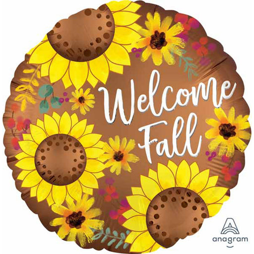 18" Welcome Fall Satin Sunflowers Foil Balloon (5/Pk)