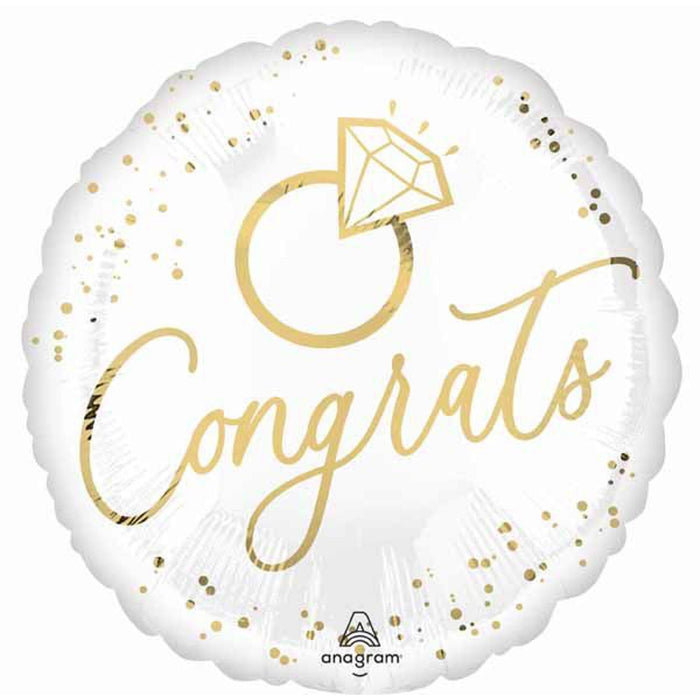 "White Gold Wedding Balloon Package - 18" Round Helium Balloon With S40 Weight"