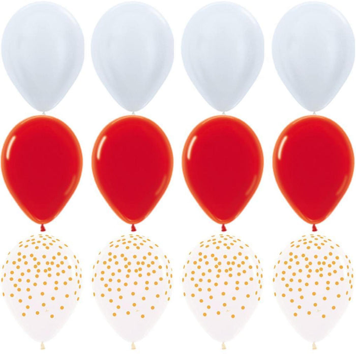 White Red and Gold Balloon Bouquet