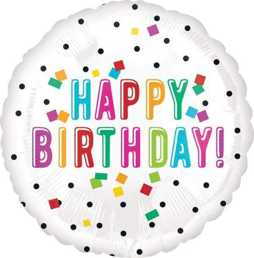 18" Happy Birthday Colorful Confetti Balloon