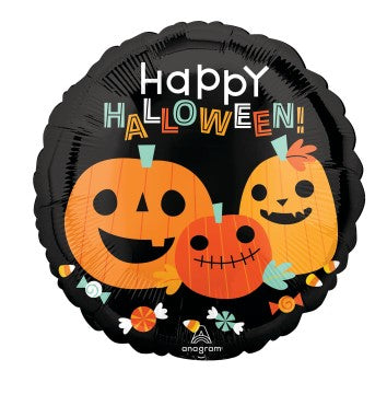 17" Classic Halloween Pumpkins Round Foil Balloon