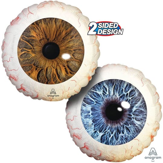 17" Creepy Brown & Blue Eyeballs Round Shape Foil Balloon