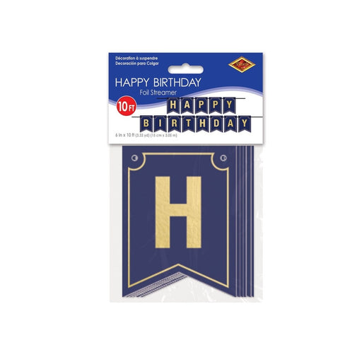 Shimmering Foil Happy Birthday Streamer: Festive Party Accent (1/PK)
