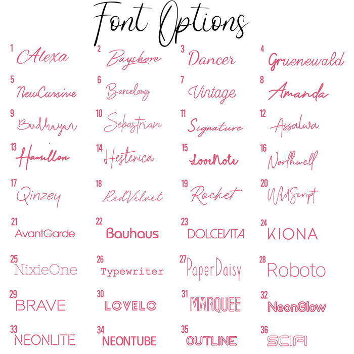 Variety of Font Options for Personalized Neon Signs