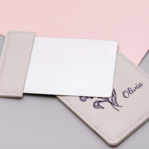 Personalized Faux Leather Compact Mirror