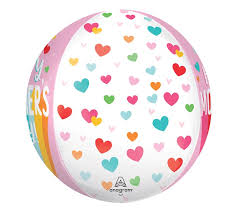 Happy Mother Day Bright Stripes & Hearts Orbz 16" Balloon