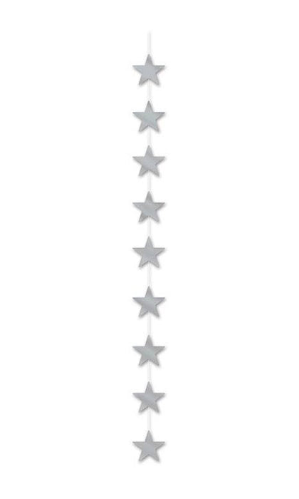 Silver Star Stringers - 6.5 Feet Decorative Garland (3/Pk)