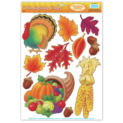 12"x 17" Thanksgiving Clings Decor (33/Pk)