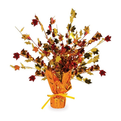 !5'' Fall Leaves Gleam And Burst Centerpiece (3/Pk)