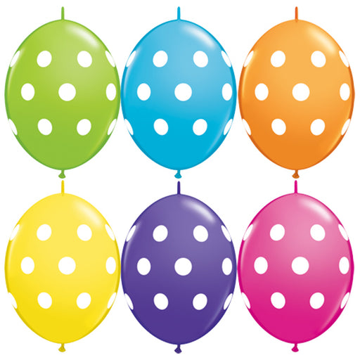 Qualatex QuickLink 12" Big Polka Dots Tropical Assortment Latex Balloons (50/Pk)