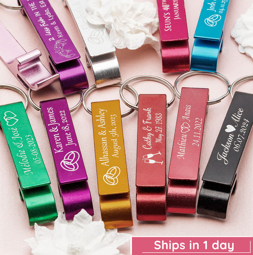 Wedding favors keychain bottle openers