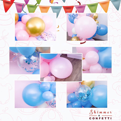 16-Foot DIY Gender Reveal Balloon Garland and Arch Kit - Pink, Blue and Gold - Main 2