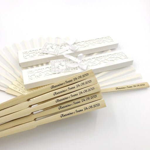 Custom Silk Folding Fan - Personalized Wedding Gift with Bride and Groom's Names and Date - Main 2