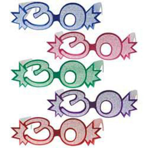 30 Glittered Foil Glasses: Assorted Color Party Favors (Box of 25)