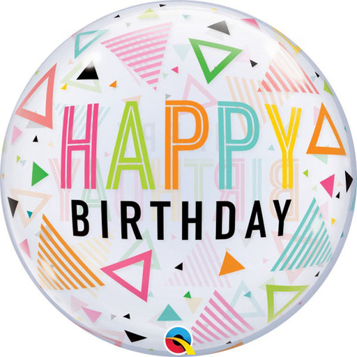 Cheerful 22-inch Birthday Rainbow Triangles Bubble Balloon in Multicolor