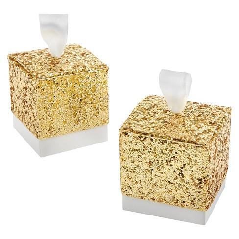 "All That Glitters" Gold Glitter Favor Boxes 25ct - Shimmer & Confetti