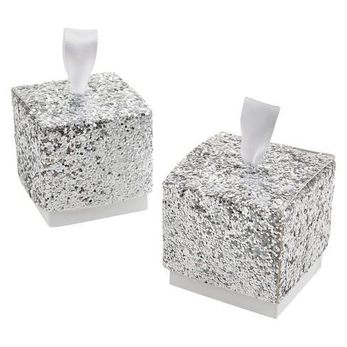 "All That Glitters" Silver Glitter Favor Boxes 25ct - Shimmer & Confetti