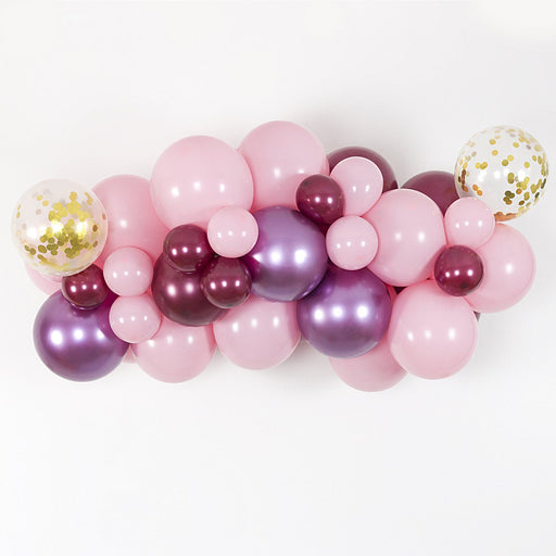 Bubblegum Pink, Burgundy and Mauve Balloon Arch and Garland Kit (5, 10, 16 foot) - Shimmer & Confetti
