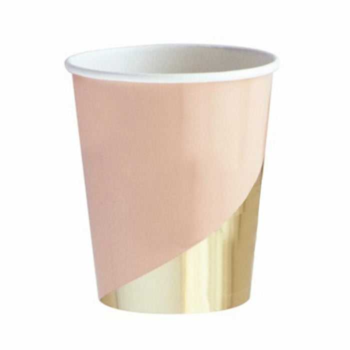 Pastel Pink and Gold Party Cups 12ct - Shimmer & Confetti