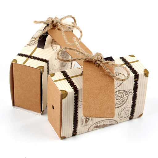 Vintage Airplane Suitcase Favor Boxes 25ct - Shimmer & Confetti