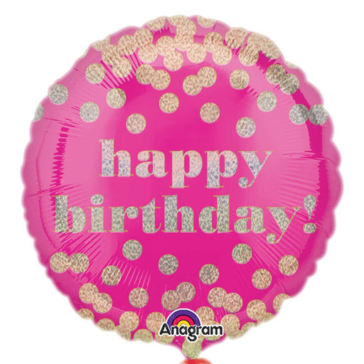 Pink Gold Spots Happy Birthday Foil Balloon (5/Pk)