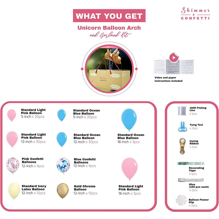 16-Foot DIY Gender Reveal Balloon Garland and Arch Kit - Pink, Blue and Gold