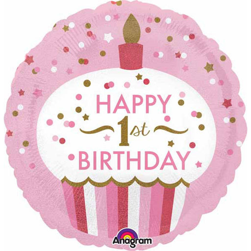 1St Birthday Cupcake Girl Party Package - Holographic (18" S55)