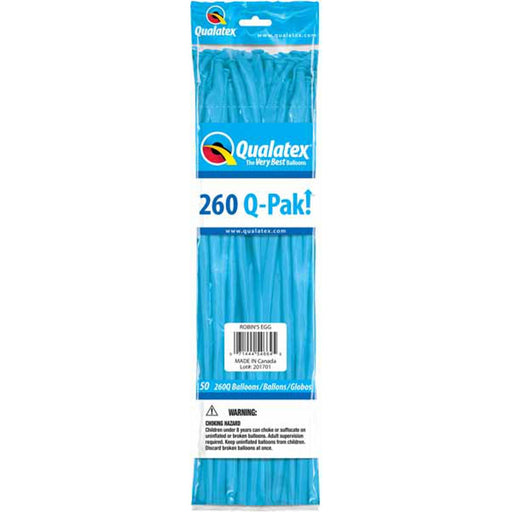 Qualatex 260 Q-Pak Robin'S Egg Blue Latex Balloons (50/Pk)