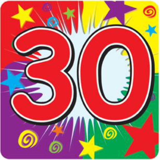 30 Number Coasters Multicolored 3.5" Drink Mats (24/Pk)