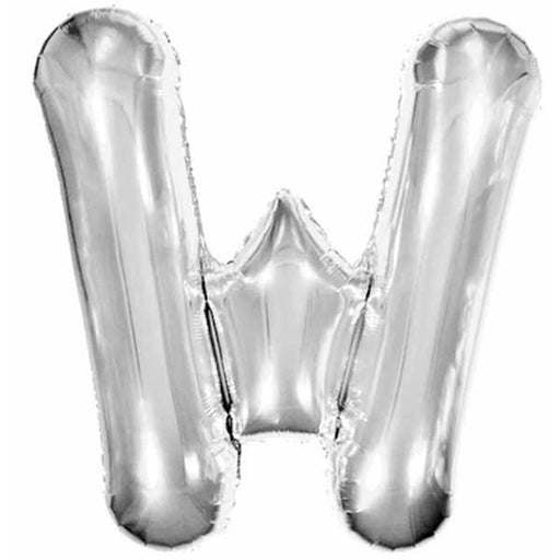 34" Silver Foil Letter W For Personalized Decor.