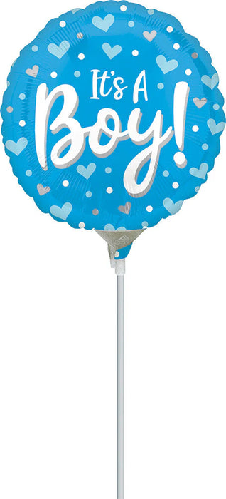 Qualatex It's A Boy Hearts and Dots 9" Balloon (10/Pk)
