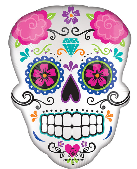 24" Satin Sugar Skull SuperShape Foil Balloon