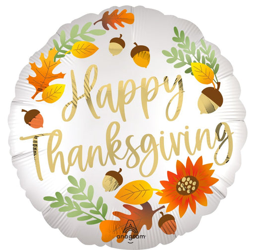 18" Satin Happy Thanksgiving Foil Balloon (5/Pk)