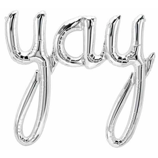 45" Script Yay Silver Decoration Piece.