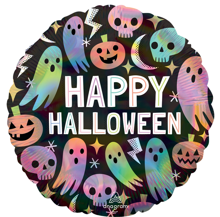 Iridescent Pastel Halloween Holographic Round Shape Foil Balloon