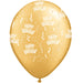 Qualatex 11" Latex Balloon All Around Happy Birthday Print in Gold (50/Pk)